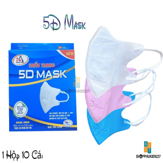 Khẩu trang 5D Màu Trắng Famapro thuộc công ty Nam Anh hộp 10 chiếc dày 3 lớp vải không dệt