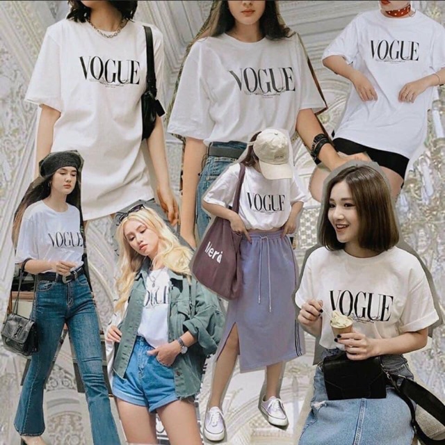 [Ảnh thật trải sàn] Áo phông Vogue (trắng, đen)