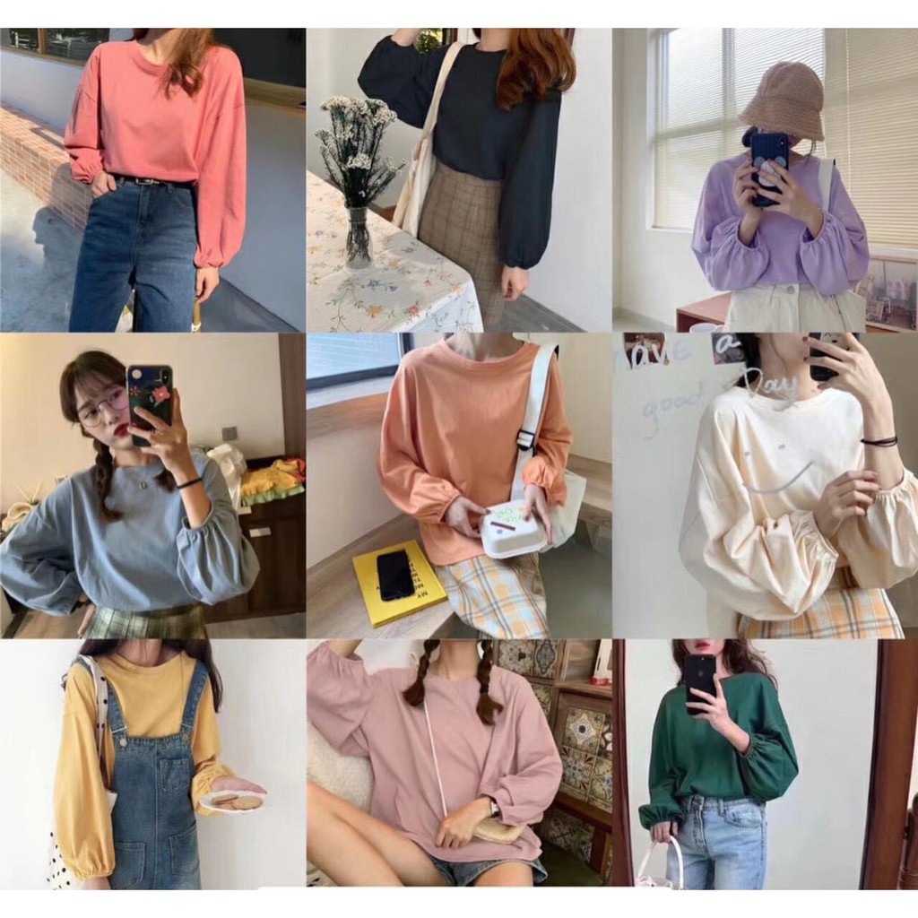 [ BEST SELLER ] Áo Tay Dài Bo Phồng dễ thương