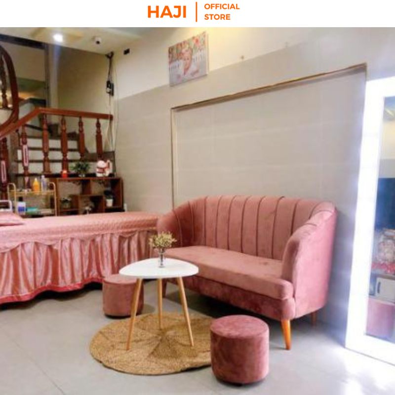 Bàn trà sofa hình oval bo góc dán chỉ cạnh tinh tế thương hiệu HAJI BO50