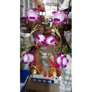 (HÀNG LOẠI 1) Đèn thờ 3 bông thủy tinh cao cấp