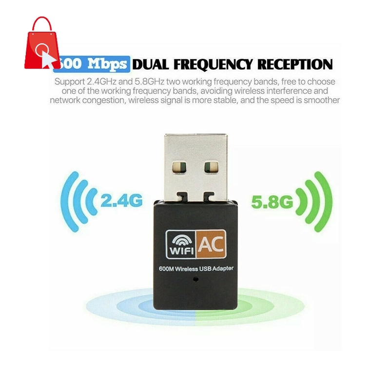 Bộ chuyển đổi USB kết nối Wifi băng tần kép 2.4-5ghz 600 Mbps 802.11 AC cho Laptop PC
