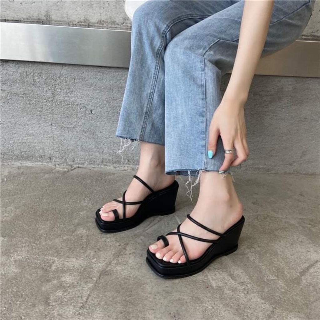 Dép xuồng xỏ ngón dây tròn siêu xinh đi làm đi chơi cực HOT 7cm