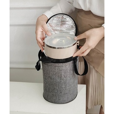 Túi đựng cơm tròn giữ nhiệt vải Oxford chống thấm, lót nhôm, kích thước đường kính x chiều cao: 17x23cm - YW