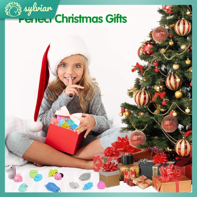 [sylviar] Set 30 Đồ Chơi Mochi Mini Hình Động Vật Lấp Lánh Để Giảm Căng Thẳng Cho Bé