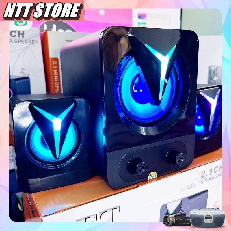 Loa máy tính để bàn 2.1 FT-25 mini dành cho PC Laptop Điện thoại có led - Bass cực đã, giá thành rẻ - Máy Tính TT
