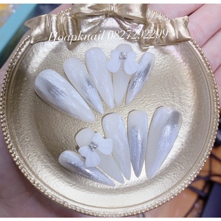 Nail box móng nhọn móng giả gắn charm nơ
