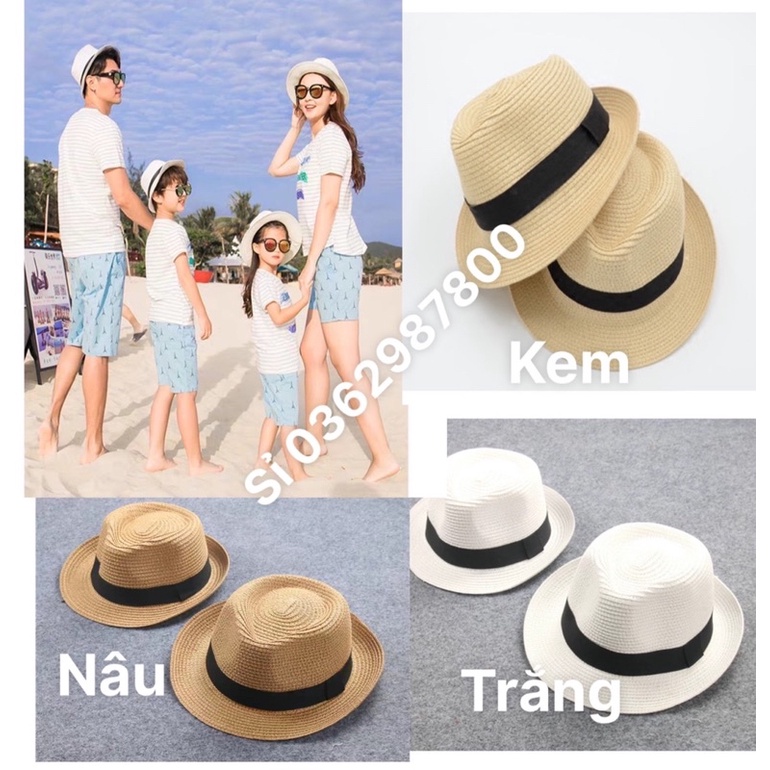 Mũ nón phớt cói đi biển nam và nữ hàng đẹp, cả gia đình đội đẹp