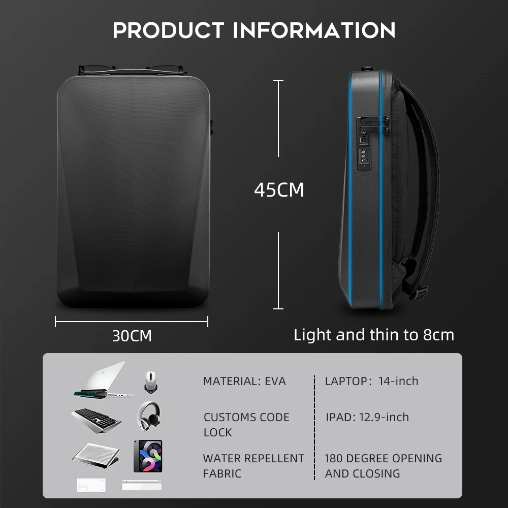 Ba lô YILIONGDAQI đựng máy tính xách tay 15.6 inch chống thấm nước có cổng sạc USB tiện lợi