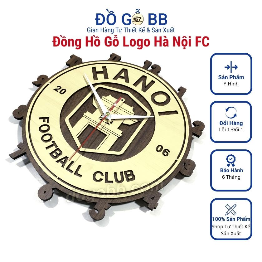 Đồng hồ bóng đá Việt Nam (V League) logo HÀ NỘI FC (HN) bằng gỗ làm quà tặng sinh nhật nam bạn trai chồng - Đồ Gỗ BB