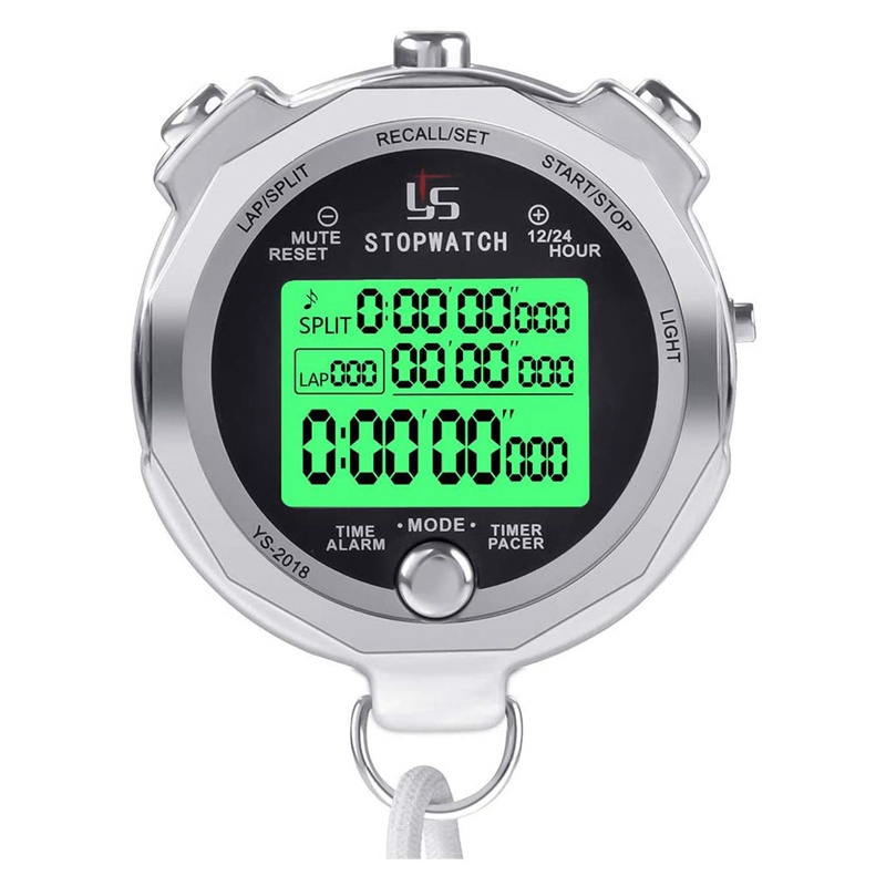 Đồng Hồ Bấm Giờ Bằng Kim Loại Màn Hình Lcd 100 Chế Độ Có Đèn Nền Tiện Dụng Cho Huấn Luyện Viên Thể Thao
