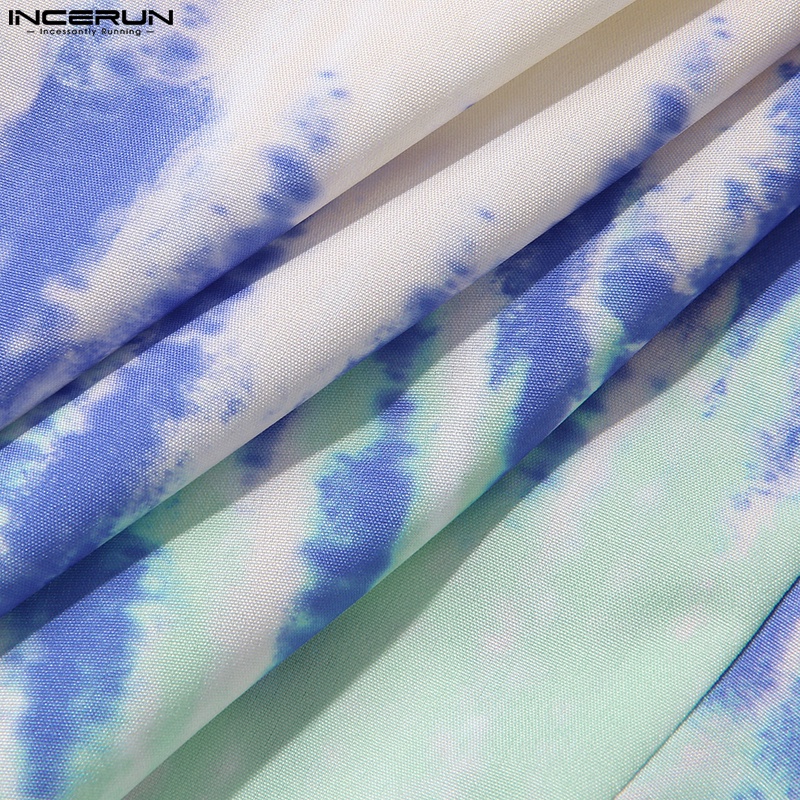 INCERUN Set Đồ 2 Món Gồm Áo Không Tay In Họa Tiết + Quần Ngắn Co Giãn Thời Trang Cho Nam