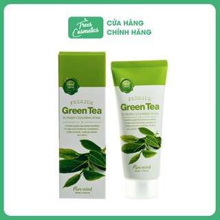 Sữa rửa mặt Trà xanh làm sạch sâu PURE MIND GREEN TEA SO FRESH CLEANSING FOAM 100ml - Hàn Quốc Chính Hãng