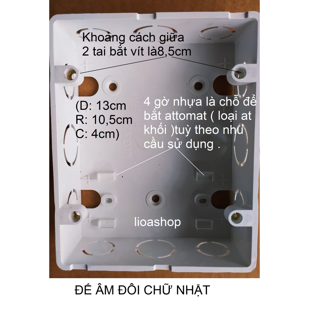 ĐẾ ÂM ĐÔI -ĐẾ NỔI ĐÔI LIOA DÙNG CHO MẶT CHỮ NHẬT.