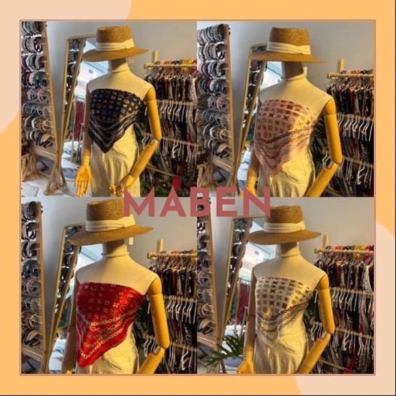 Khăn bandana lụa vuông hoạ tiết đối xứng size 70cm