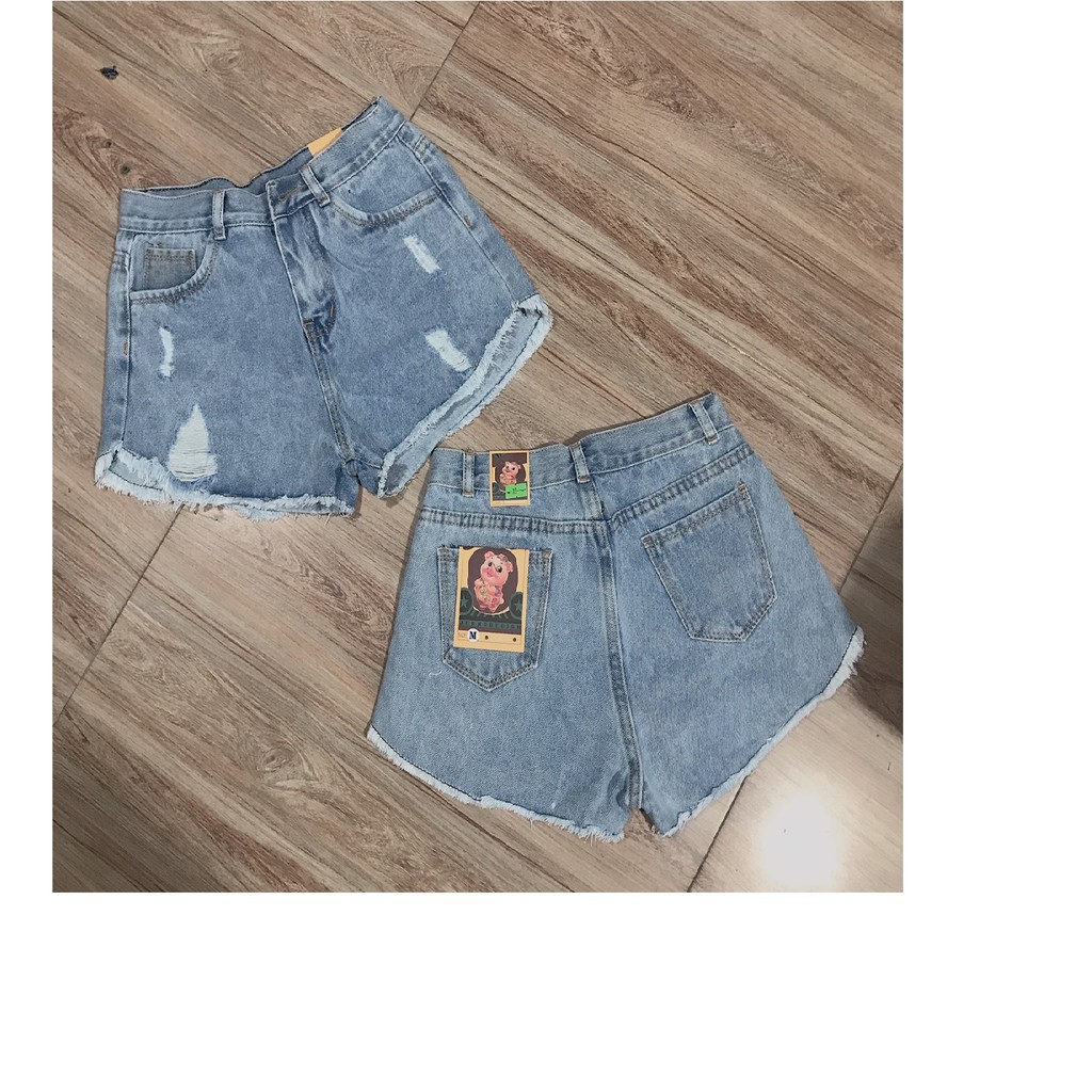 Quần short jean nữ LAI BẦU TUA PHỐI RÁCH 4 NHỎ sj-9m55