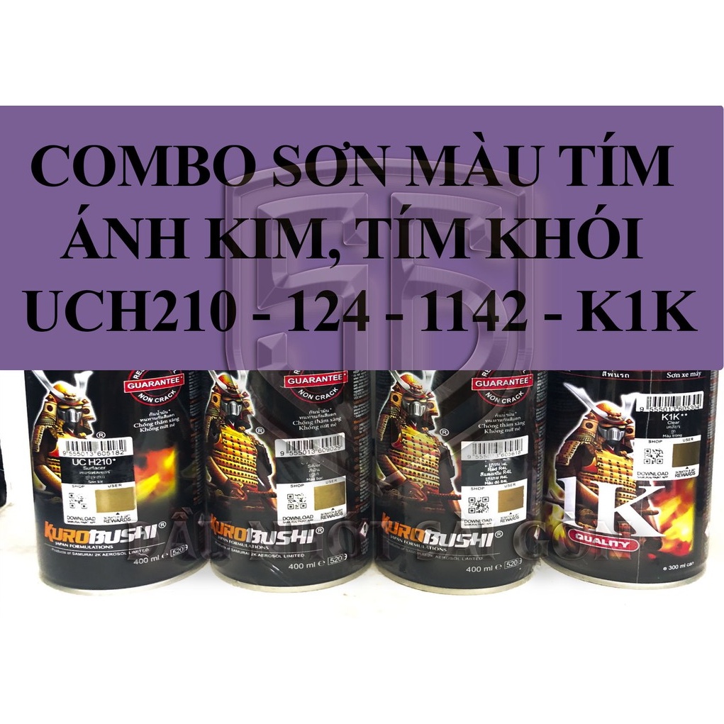 [ COMBO 4 CHAI ] Sơn xịt màu tím ánh kim, tím khói  METAN UCH210 - 124 - 1142 - K1K