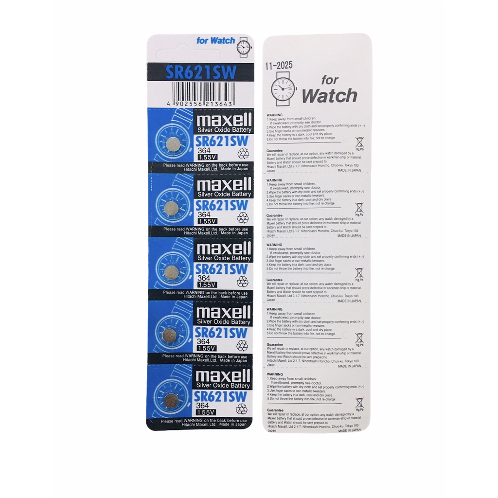 Vỉ 1 viên pin Maxell SR621SW SR621 621 364 Nhật Bản