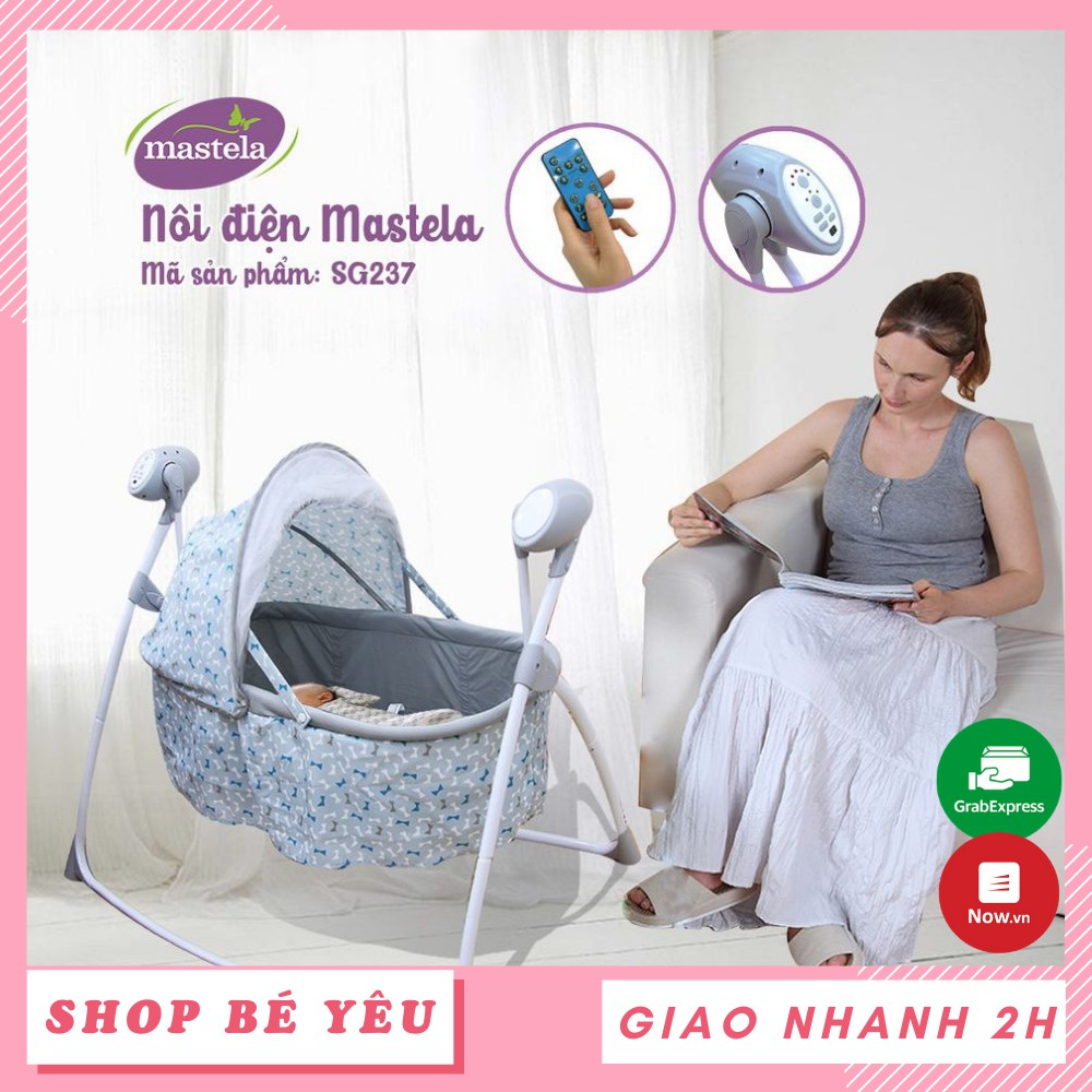 Nôi tự động  𝑭𝒓𝒆𝒆𝒔𝒉𝒊𝒑  Nôi tự động cao cấp điều khiển từ xa, có nhạc Mastela mẫu mới SG237 chính hãng có bảo hành