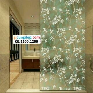 Decal dán kính/kiếng hoa trắng lá xanh