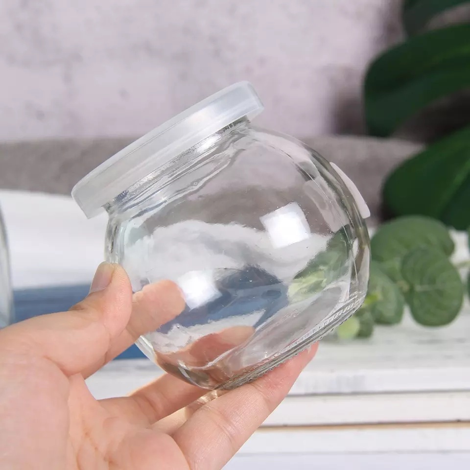 COMBO 12 HŨ THỦY TINH TRÒN LÀM SỮA CHUA 200ML NẮP NHỰA, ĐỰNG DẦU DỪA, CHƯNG YẾN