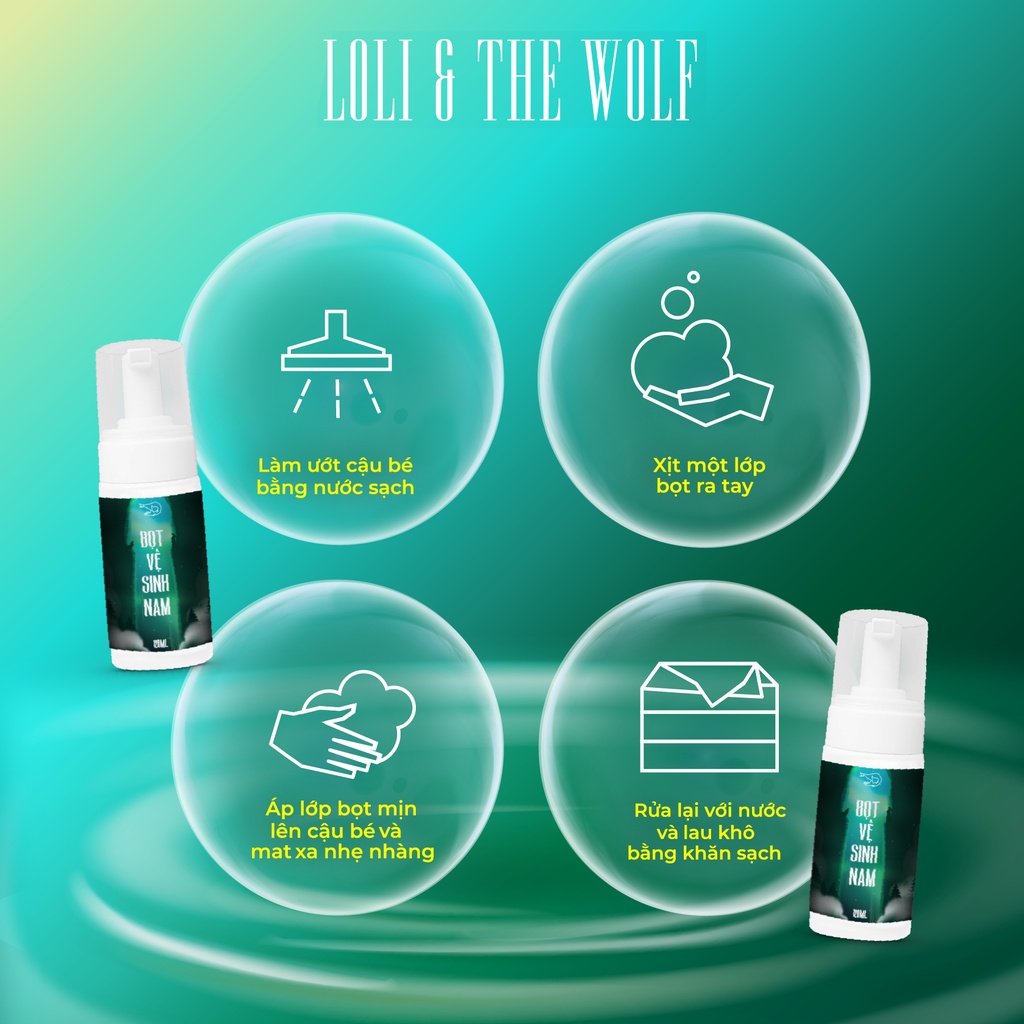 Bọt vệ sinh nam giới Loli The Wolf, dung dịch vệ sinh nam tạo bọt sẵn hương nước hoa nam tính chai 120ml