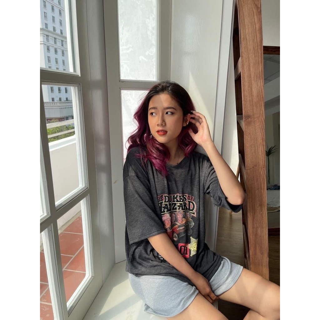 Bộ Thun Trơn Cộc Tay Oversize HAZZARD Nữ  Nana's House - FREESHIP  Set áo thun tay lỡ dáng rộng và quần short cạp chun