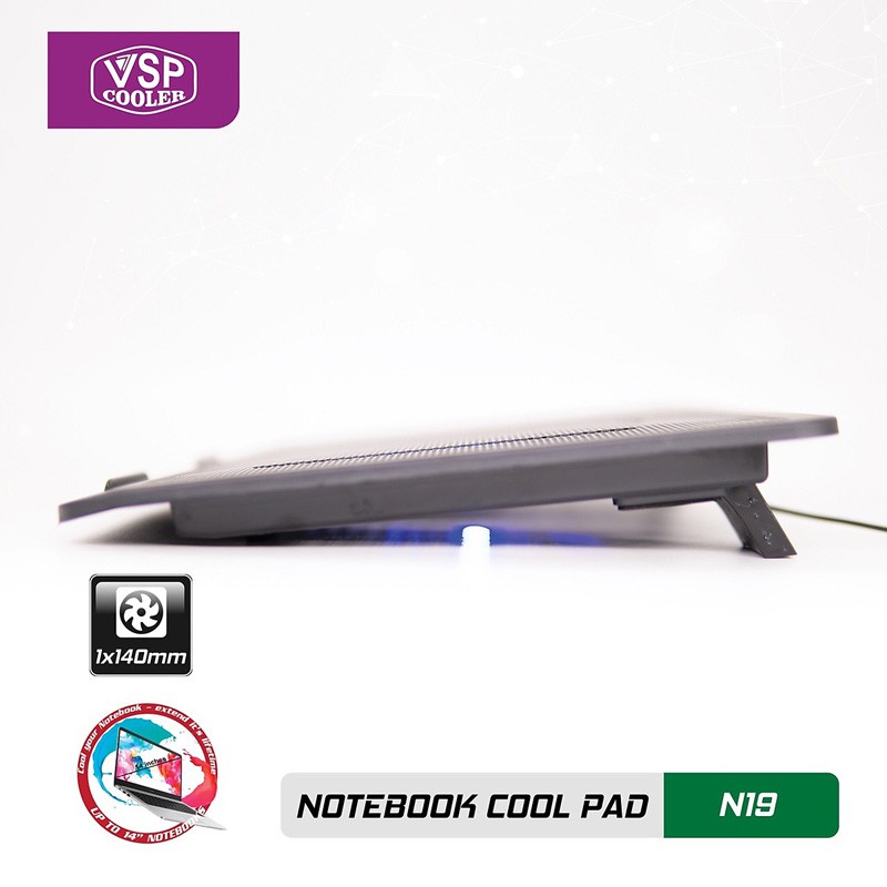 [Mã ELFLASH5 giảm 20K đơn 50K] Đế tản nhiệt Laptop Cooler Pad VSP N19 1 quạt