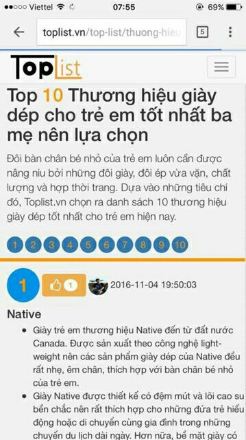 Giày nhựa Native siêu nhẹ siêu bền cho bé và cho bố mẹ