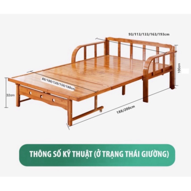 Ghế Sofa Giường Cao Cấp Thông Minh Gấp Gọn Gỗ Tre Ép Nhiệt Kích thước 100cm, 120cm, 160cm- Quà tặng hấp dẫn tới 600k