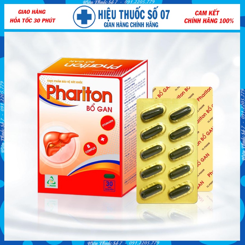Thực phẩm bảo vệ sức khỏe PHARITON BỔ GAN - Hỗ trợ giải độc gan, tăng cường chức năng gan (hộp 30 viên)
