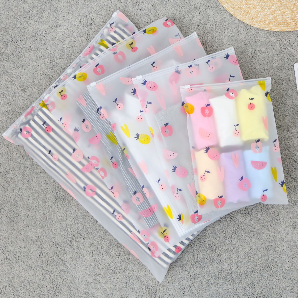 Túi zip nhựa màu mờ chống thấm có khóa kéo dùng đựng quần áo vật dụng