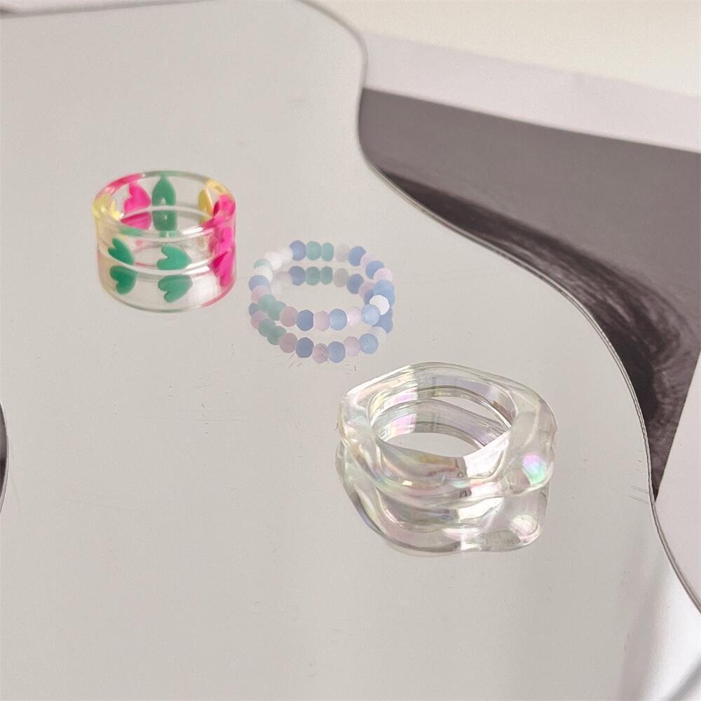 Bộ 3 Nhẫn Nhựa Hình Trái Tim Thời Trang Cho Nữ