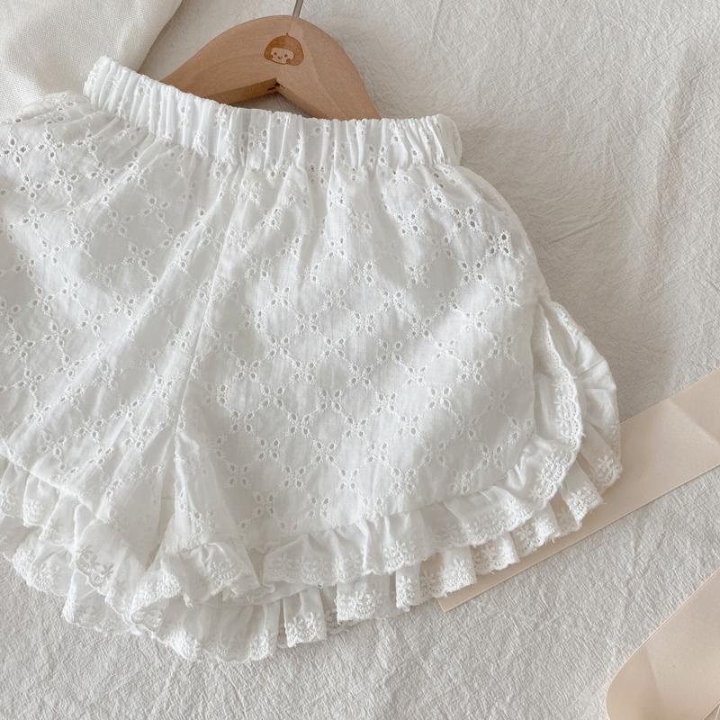 Quần Short Cotton Phối Ren Thêu Họa Tiết Phong Cách Nhật Hàn Thời Trang Mùa Hè Hàng Mới Cho Bé Gái 2022