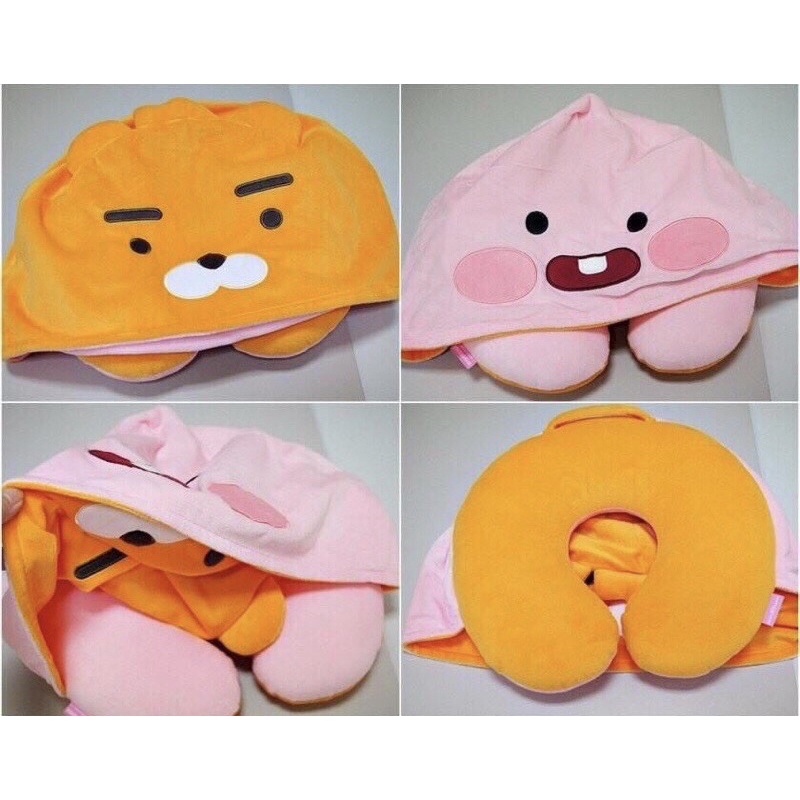 Gối cổ có nón, trùm đầu 2 mặt Kakao Friends .