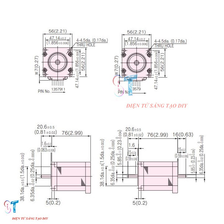 Động Cơ Bước 2 Pha Nidec Servo KH56QM2U038 56x76mm 1.373Nm