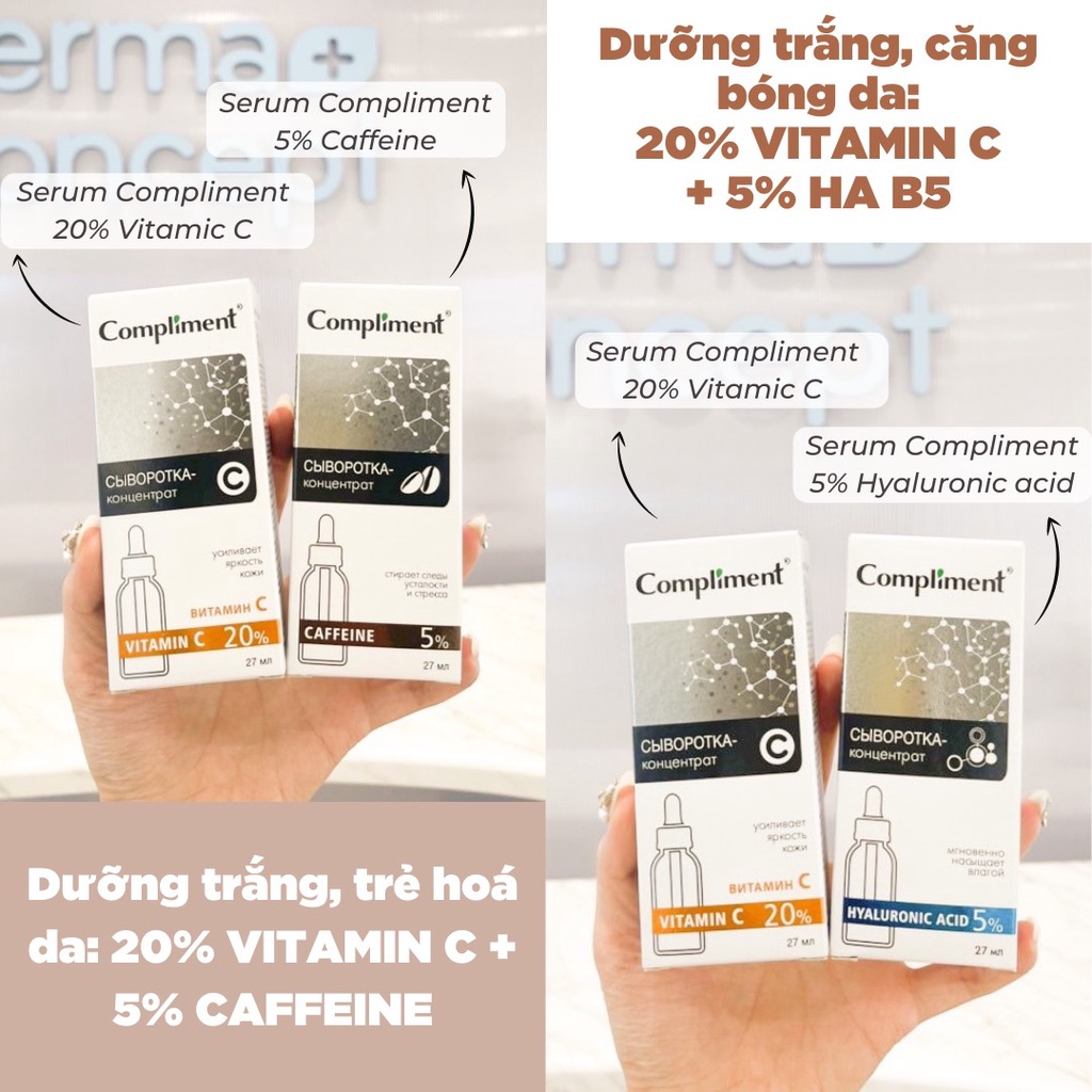 Serum Compliment 5% Caffeine giúp săn chắc, tái tạo và trẻ hóa da - 27ml