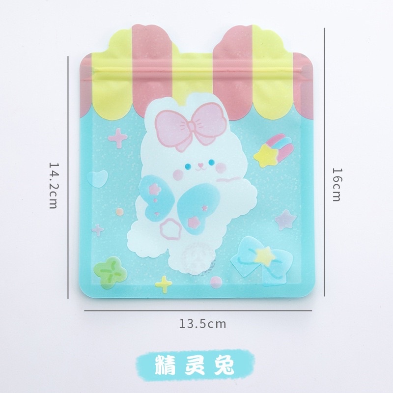Túi zip hoạt hình decor bàn học, đựng scunchies, đựng kẹp tóc, đựng sticker, đựng bánh kẹo