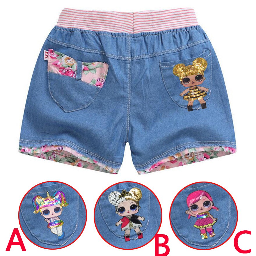 Quần Short Jean Họa Tiết Trái Tim Dùng Cho Trẻ Từ 3 Tới 10 Tuổi