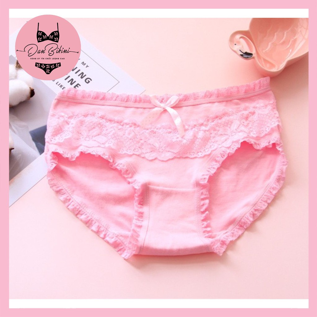 Quần Lót Nữ Cotton thiết kế viền ren đính nơ Quảng Châu cao cấp mẫu 2802