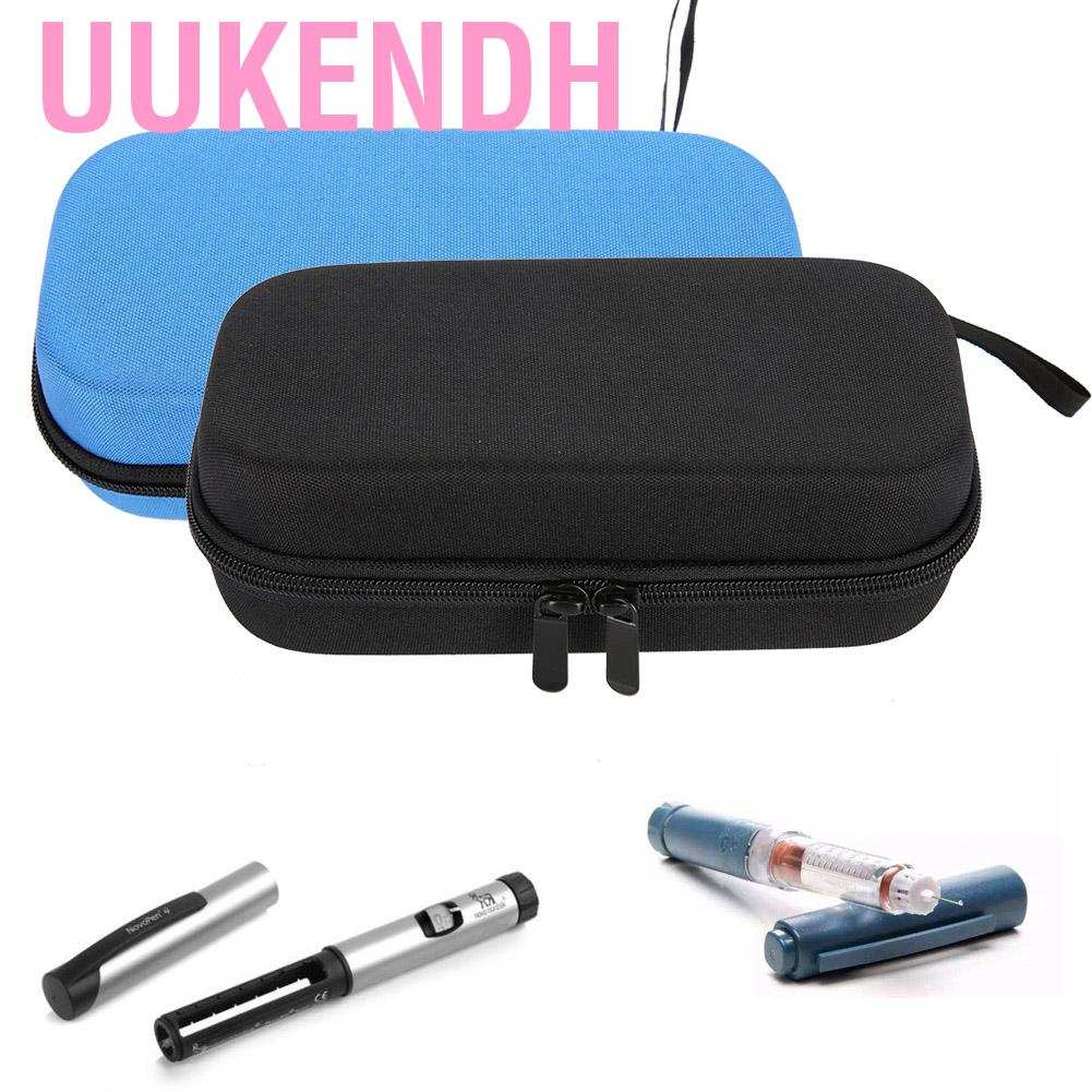 Uukendh Insulin Pen Case Hard  Double Zipper Diabetic Travel Bag Durable Waterproof Oxford Cloth Portable for Supplies Glucose Meter