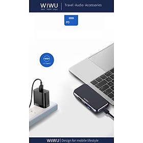 Hub WiWu Alpha 4 In 1 USB-C T5 Pro Vỏ Hợp Kim Nhôm, Cảm Ứng Thoải Mái, Mở Rộng Nhiều Cổng - Hàng Chính Hãng