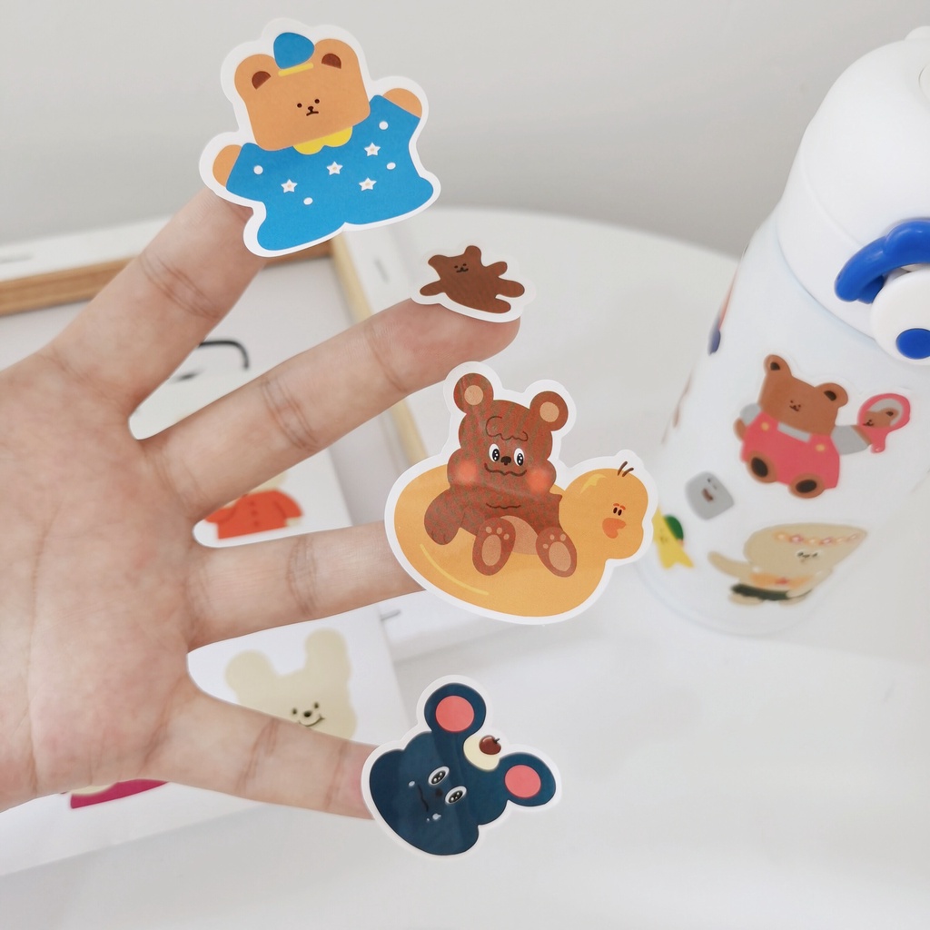 Miếng Dán Flowertree Sticker Hình Động Vật Đáng Yêu Trang Trí Nhật Ký