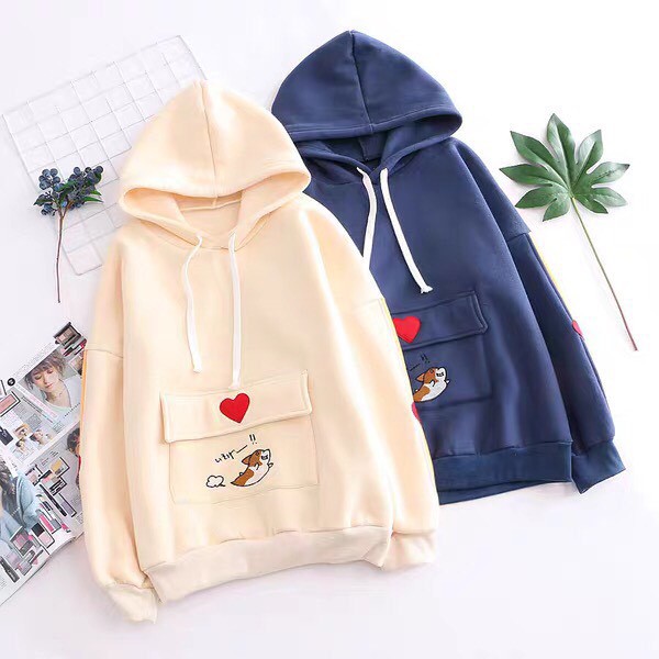 Áo khoác, áo hoodie unisex nam nữ nỉ có túi hộp siêu dễ thương năng động thời trang học đường