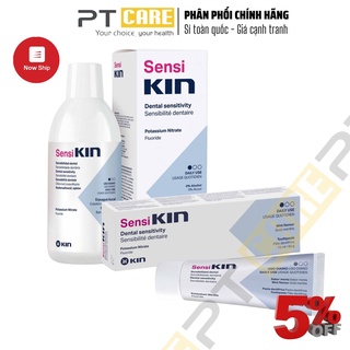 PT CARE  | Combo Nước súc miệng  và Kem đánh răng sensikin 250ml/75ml cho răng ê buốt sensi Kin Tây Ban Nha