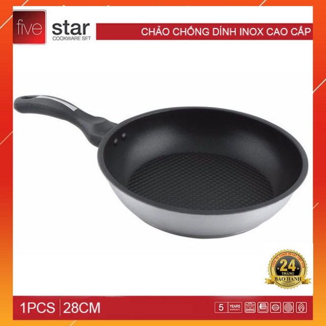 Chảo Chống Dính 3 Đáy Fivestar 28cm-(đun được bếp từ) chảo Tân Hợp Thành xào rán tốt,bền Hàng Chính Hãng-Bảo Hành 5 Năm