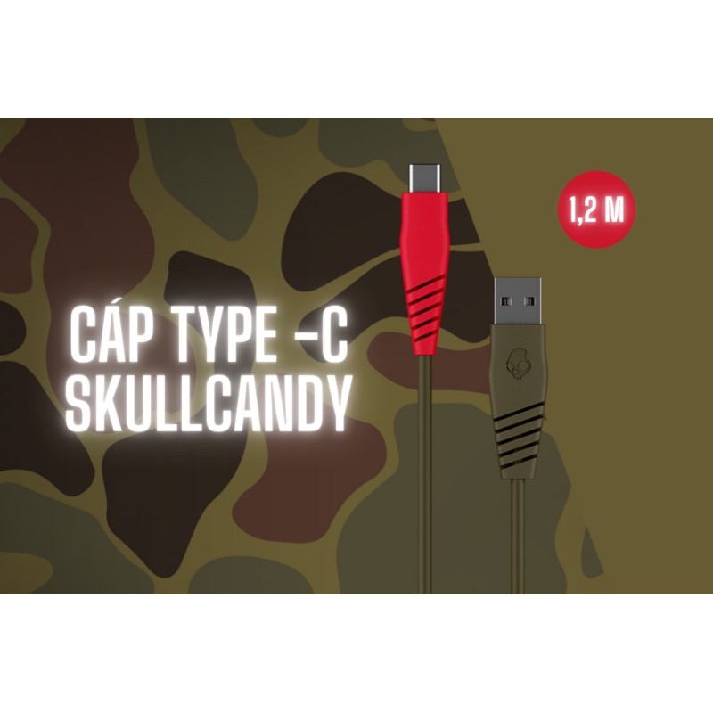 [Mã 2404EL10K giảm 10K đơn 20K] Cáp sạc Type C Skullcandy dài 1,2m sạc nhanh