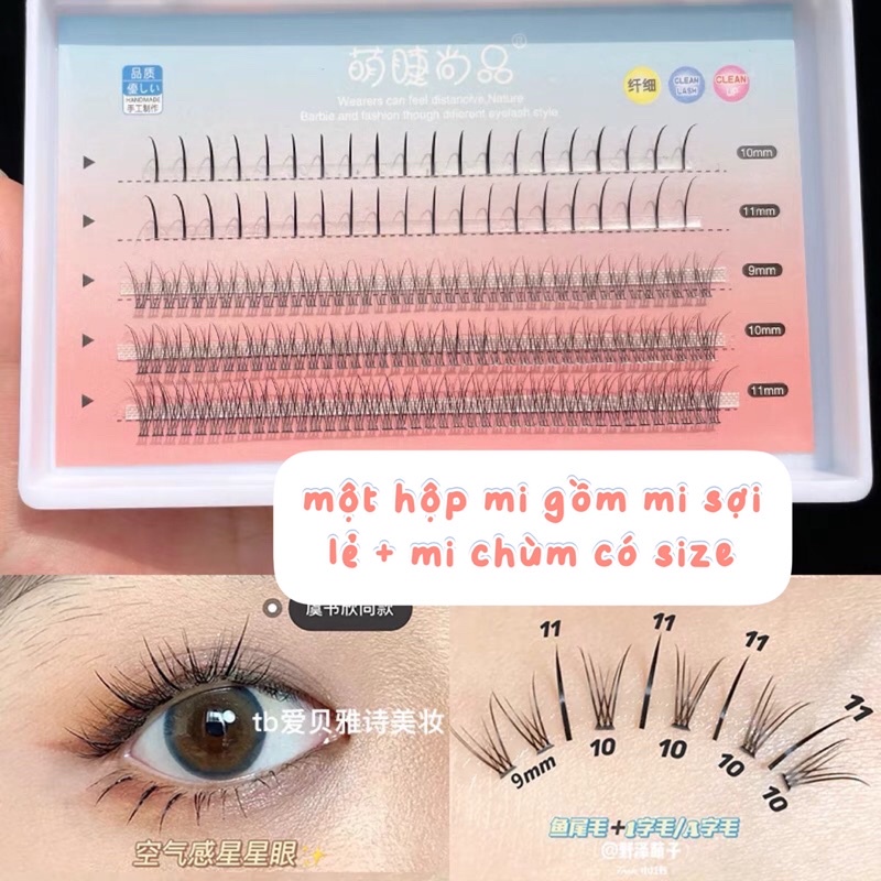 Combo mi giả gắn mắt  gồm nhíp và keo dán