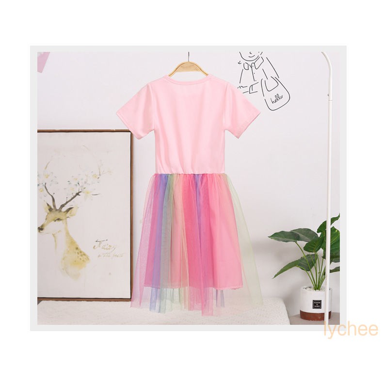 Đầm Công Chúa In Hình Kỳ Lân Cho Bé Gái 2020