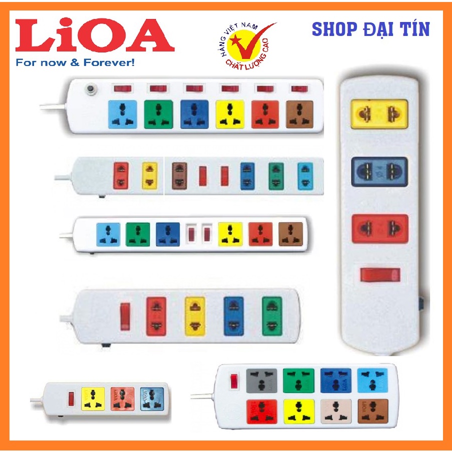 Ổ cắm LIOA màu trắng nhựa nguyên sinh chất lượng cao 3,4,6,10 lỗ dây dài 3 mét/ 5 mét. BẢO HÀNH 12 THÁNG